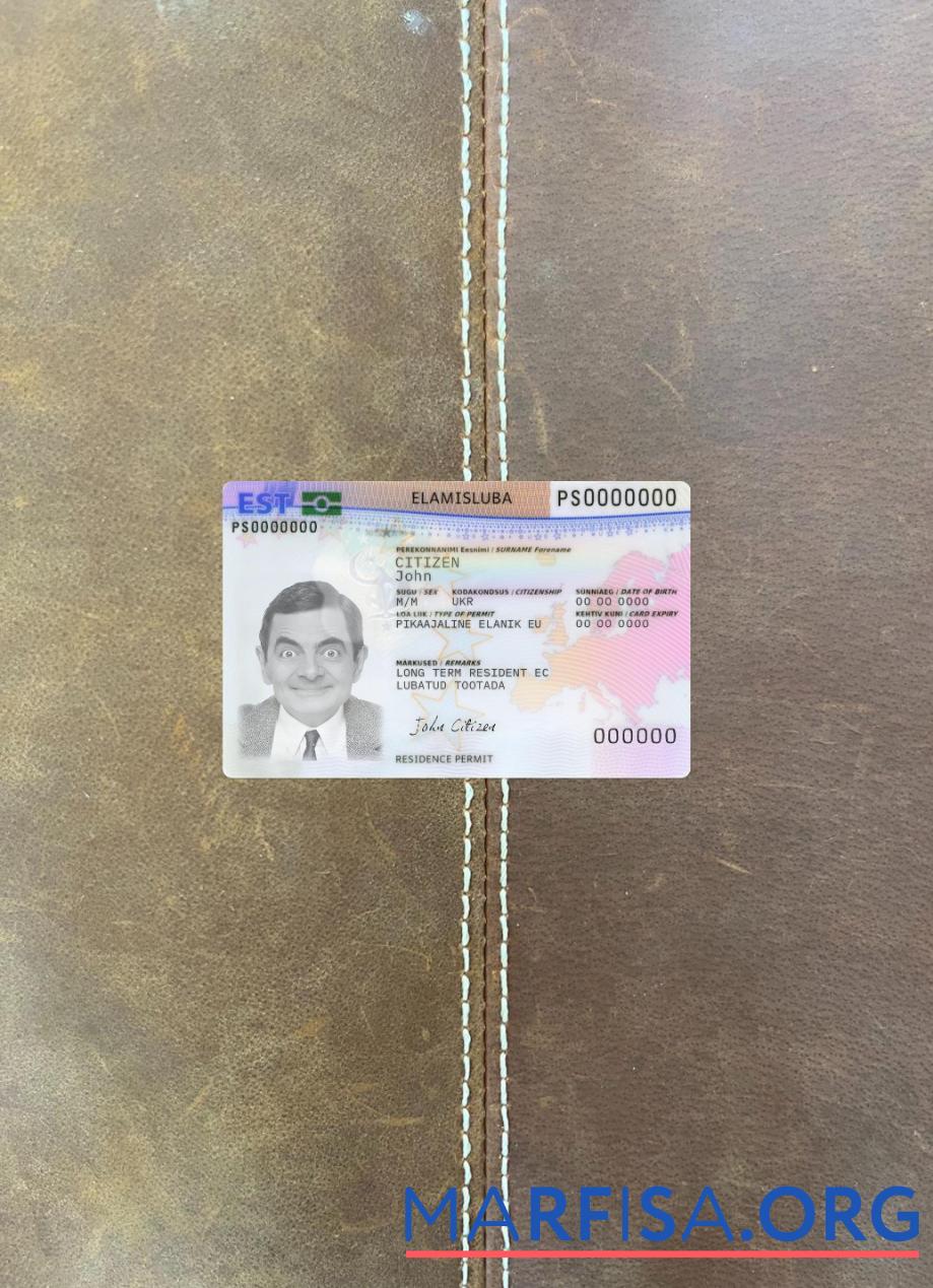 Printable Estonia residence permit card photolook front example